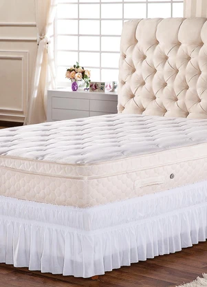 Lar e Lazer - Saia Box Solteiro Franzida Branca 1 Peça - LAR E LAZER