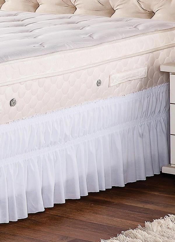 Lar e Lazer - Saia Box Solteiro Franzida Branca 1 Peça 2