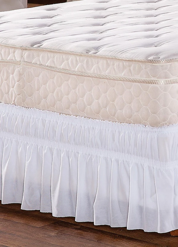 Lar e Lazer - Saia Box Solteiro Franzida Branca 1 Peça 3