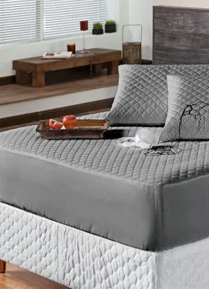Lar e Lazer - Protetor de Colchão Impermeável Cinza Casal - LAR E LAZER