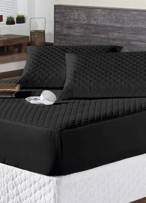 Lar e Lazer - Protetor de Colchão Impermeável Preto Casal - LAR E LAZER