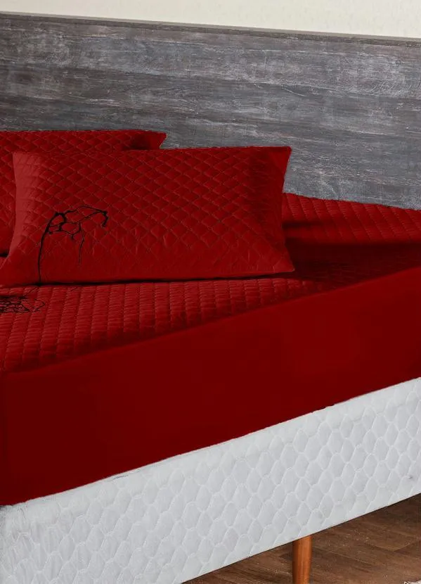 Lar e Lazer - Protetor de Colchão Impermeável Vermelho Queen 2