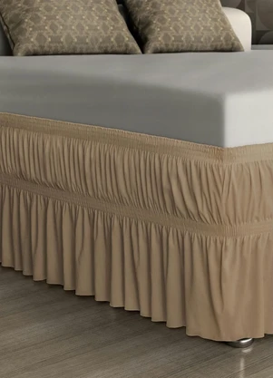 Lar e Lazer - Saia Box Babado Bege Casal 1 Peça - LAR E LAZER