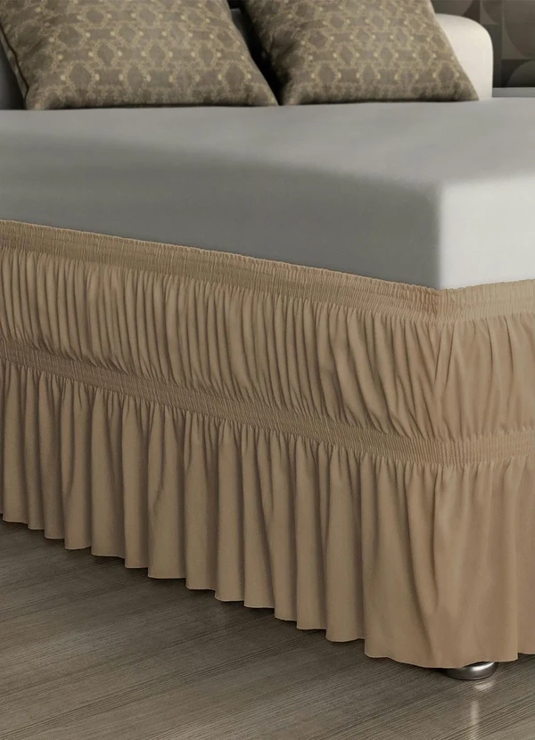 Lar e Lazer - Saia Box Babado Bege Casal 1 Peça