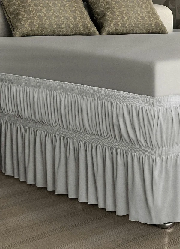 Lar e Lazer - Saia Box Babado Branca Casal 1 Peça