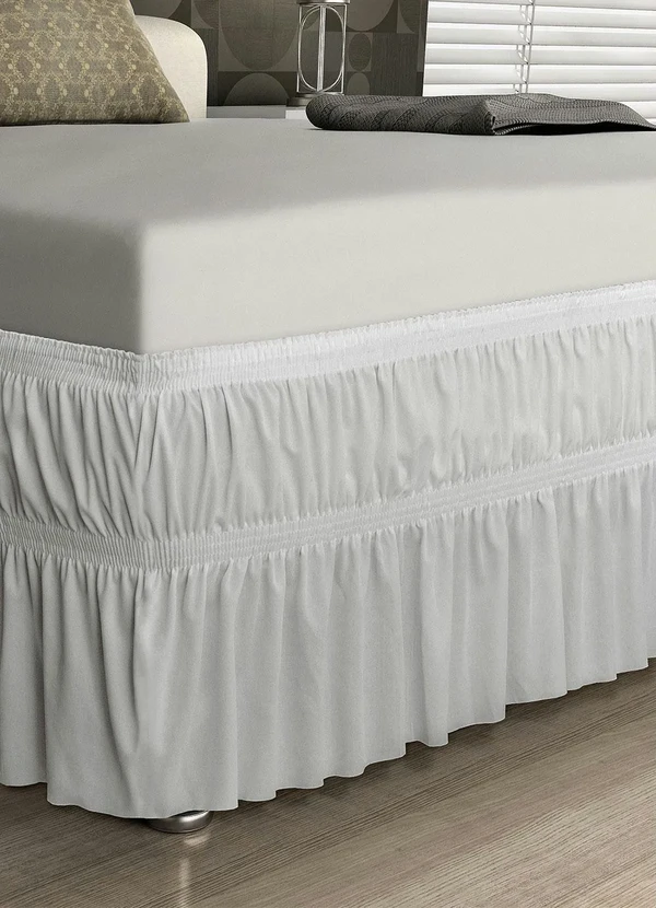 Lar e Lazer - Saia Box Babado Branca Casal 1 Peça 2