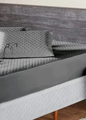 Lar e Lazer - Protetor de Colchão Impermeável Cinza Queen - LAR E LAZER