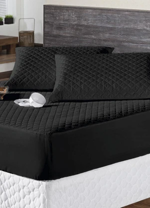 Lar e Lazer - Protetor de Colchão Impermeável Preto Queen - LAR E LAZER