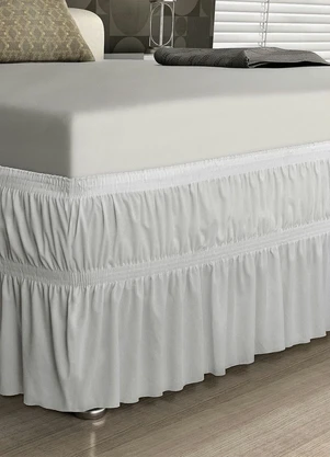 Lar e Lazer - Saia Box Babado Branca Queen 1 Peça - LAR E LAZER