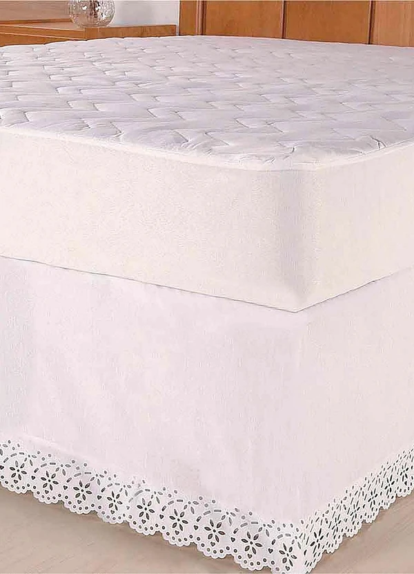 Lar e Lazer - Saia Box Solteiro e Casal Riollen Branca 1 Peça