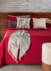 Cobre Leito Piquet Vermelho Casal 1 Pe�a