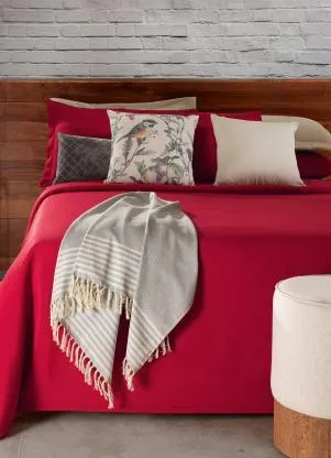 Hedrons - Cobre Leito Piquet Vermelho Casal 1 Peça - HEDRONS