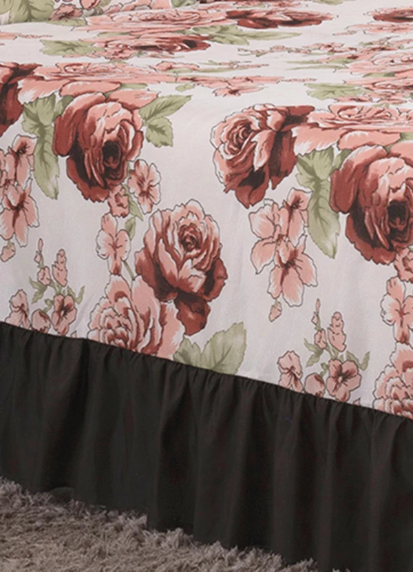 Lar e Lazer - Jogo Cobre Leito Casal Floral Tabaco 3 Peças 2