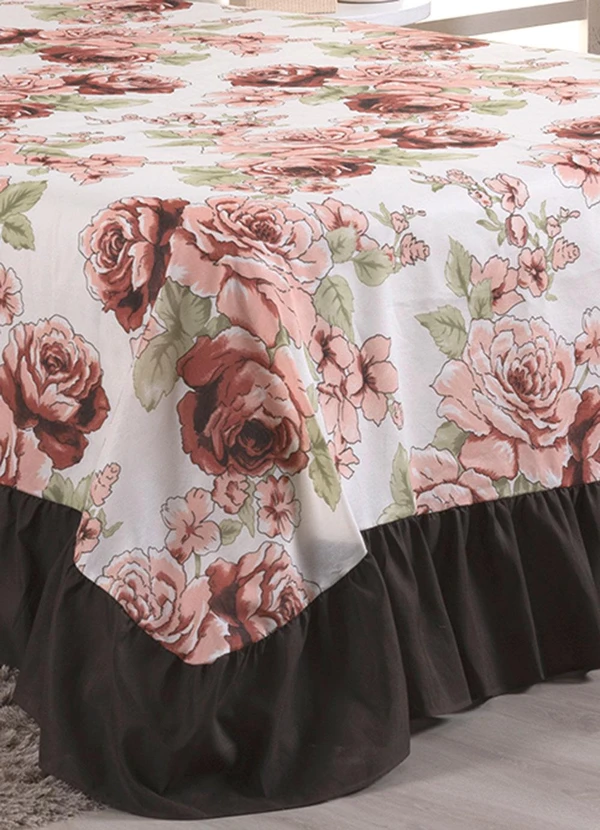 Lar e Lazer - Jogo Cobre Leito Casal Floral Tabaco 3 Peças 3