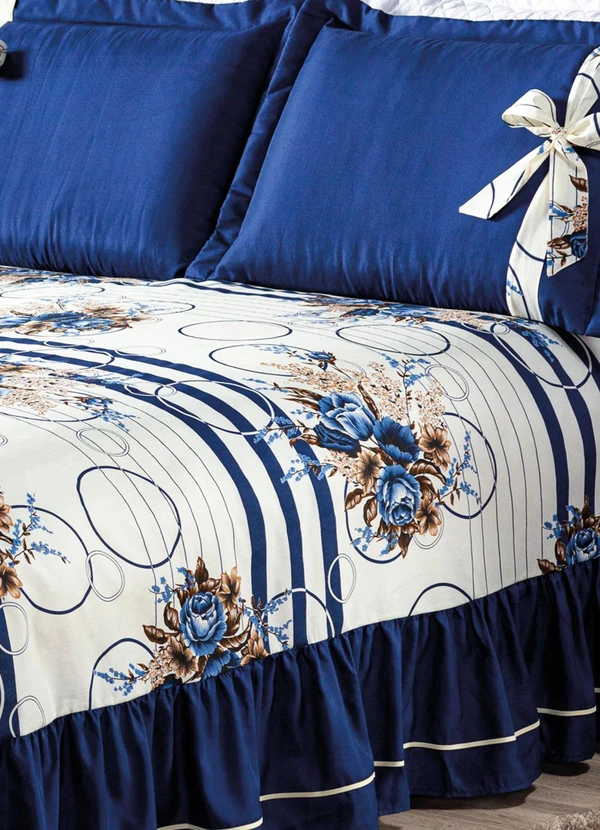 Lar e Lazer - Jogo de Cobre Leito Floral Azul Casal 3 Peças 2