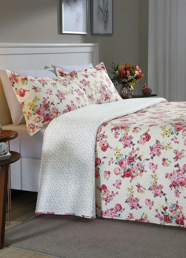 Mundo Lar - Jogo de Cobre Leito Floral Casal 3 Peças