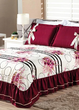 Lar e Lazer - Jogo de Cobre Leito Floral Rosê Casal 3 Peças - LAR E LAZER