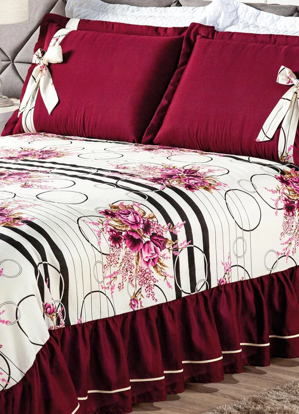 Lar e Lazer - Jogo de Cobre Leito Floral Rosê Casal 3 Peças 2