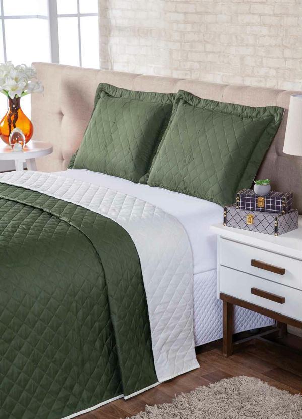 Lar e Lazer - Jogo de Cobre Leito Verde Casal 3 Peças