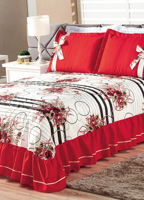 Lar e Lazer - Jogo de Cobre Leito Vermelho Casal 3 Peças