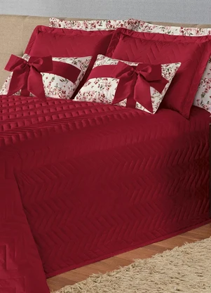 Lar e Lazer - Jogo de Cobre Leito Vermelho Casal 5 Peças - LAR E LAZER