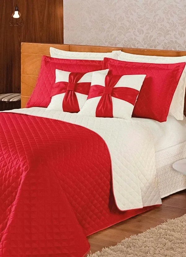 Lar e Lazer - Jogo de Cobre Leito Vermelho Casal 5 Peças