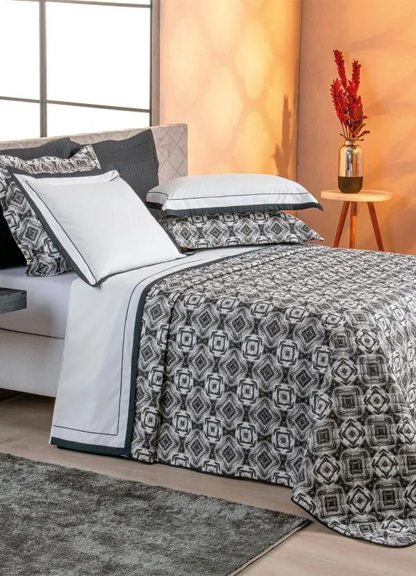 Lar e Lazer - Jogo de Colcha 180 Fios Preto Casal 3 Peças