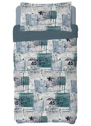 Cobre Leito Azul Solteiro 2 Pe�as