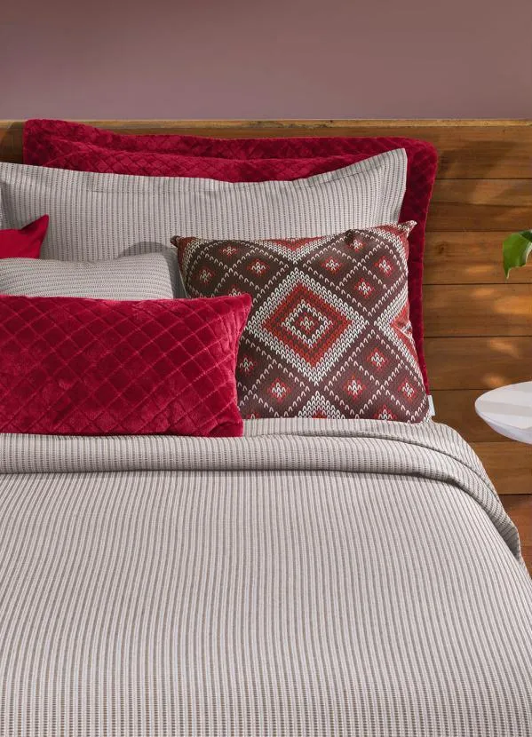 Hedrons - Cobre Leito Piquet Bege King 1 Peça