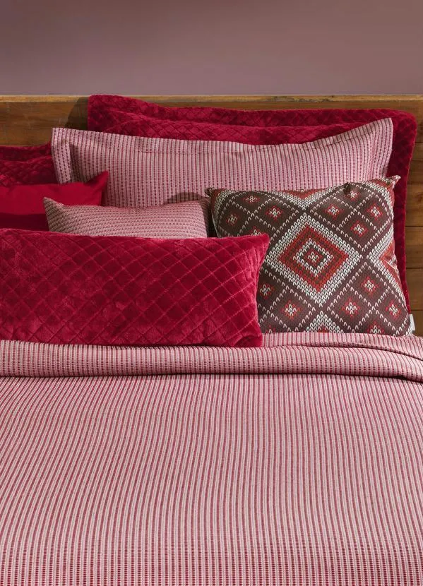 Hedrons - Cobre Leito Piquet Vermelho King 1 Peça