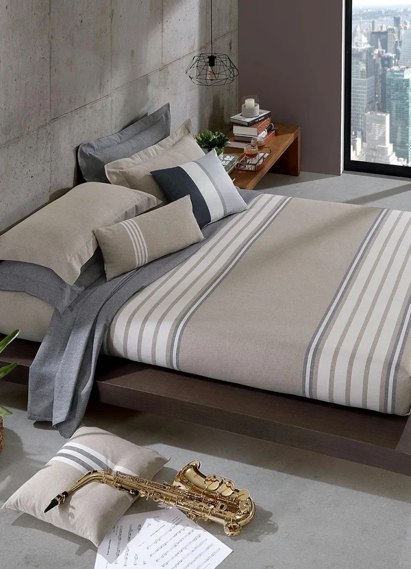 Hedrons - Jogo de Cobre Leito Taupe King 3 Peças