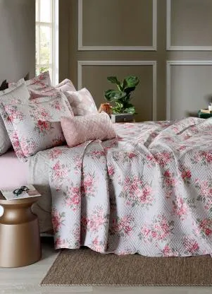 Hedrons - Cobre Leito Floral Bege Queen 1 Peça - HEDRONS