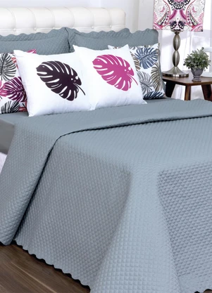 Lar e Lazer - Jogo Cobre Leito Queen Cinza 8 Peças - LAR E LAZER