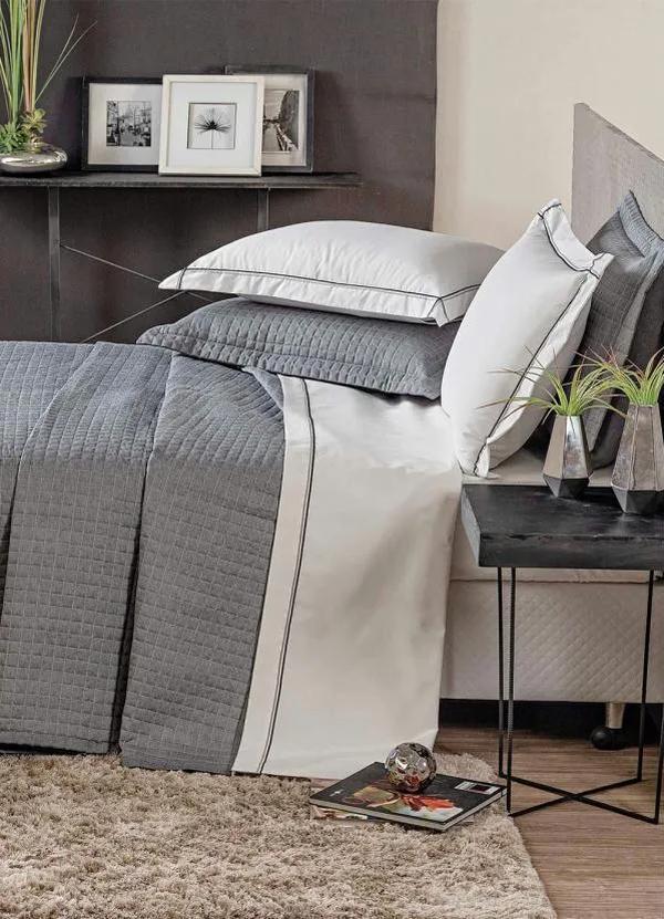 Lar e Lazer - Jogo de Cobre Leito 200 Fios Cinza Queen 2