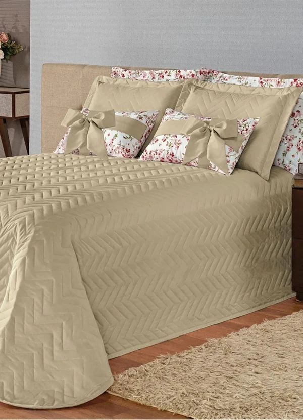 Lar e Lazer - Jogo de Cobre Leito Bege Queen 5 Peças