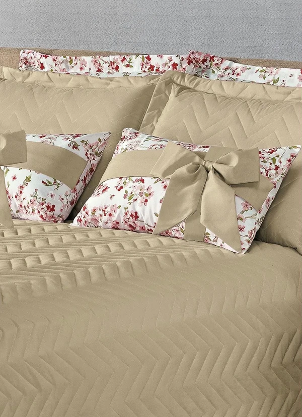 Lar e Lazer - Jogo de Cobre Leito Bege Queen 5 Peças 3