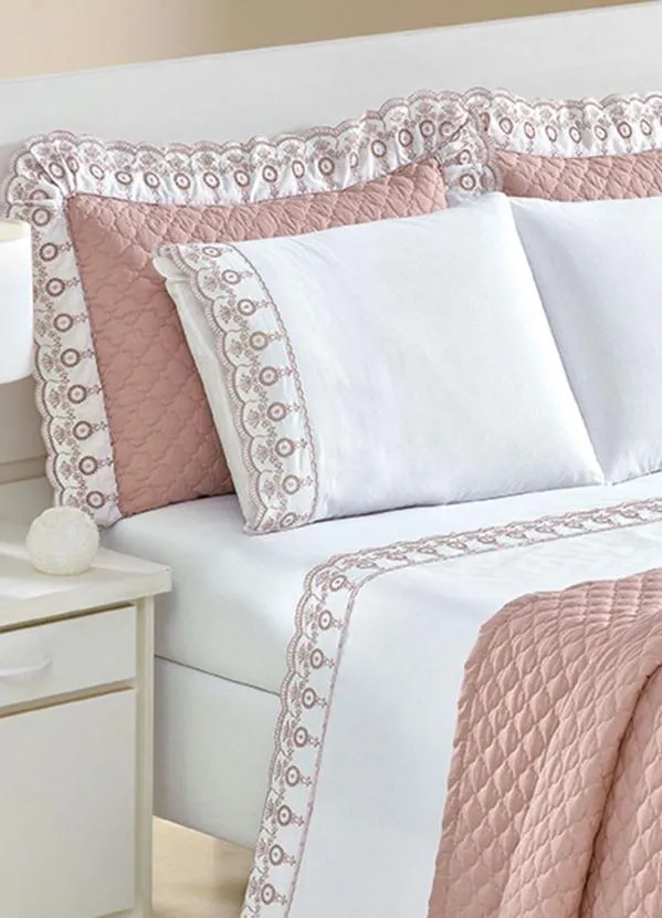 Lar e Lazer - Jogo de Cobre Leito Rosa Queen 3 Peças 3