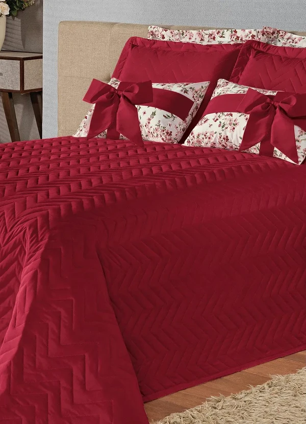 Lar e Lazer - Jogo de Cobre Leito Vermelho Queen 5 Peças 2