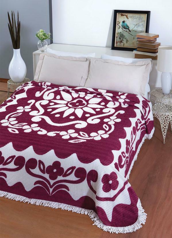 Jolitex - Colcha Chenille Vinho Casal 1 Peça