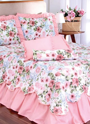 Lar e Lazer - Jogo Cobre Leito Queen Belize Buquê 6 Peças - LAR E LAZER