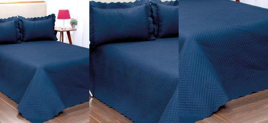 Jogo Cobre Leito Queen Classic Marinho 3 Pe�as