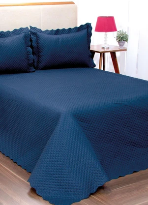 Lar e Lazer - Jogo Cobre Leito Queen Classic Marinho 3 Peças - LAR E LAZER