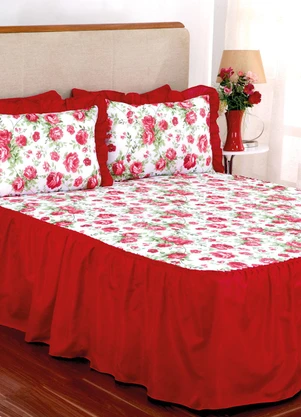 Lar e Lazer - Jogo de Colcha Casal Vermelha 3 Peças - LAR E LAZER