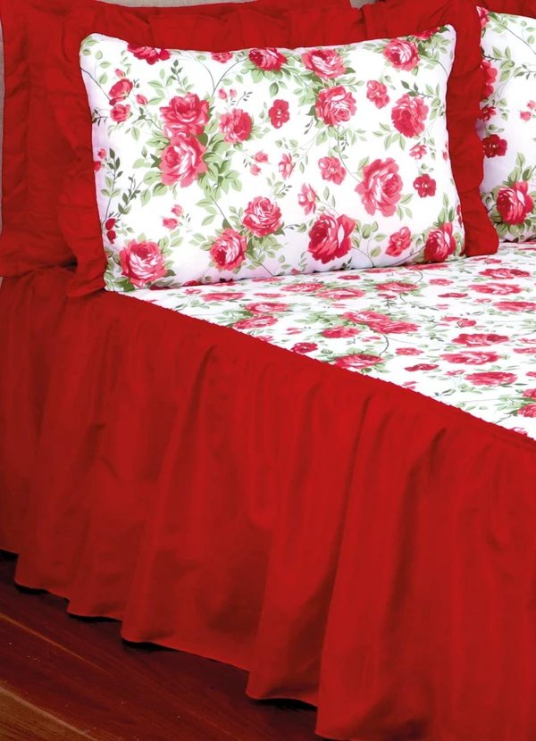 Lar e Lazer - Jogo de Colcha Casal Vermelha 3 Peças 2