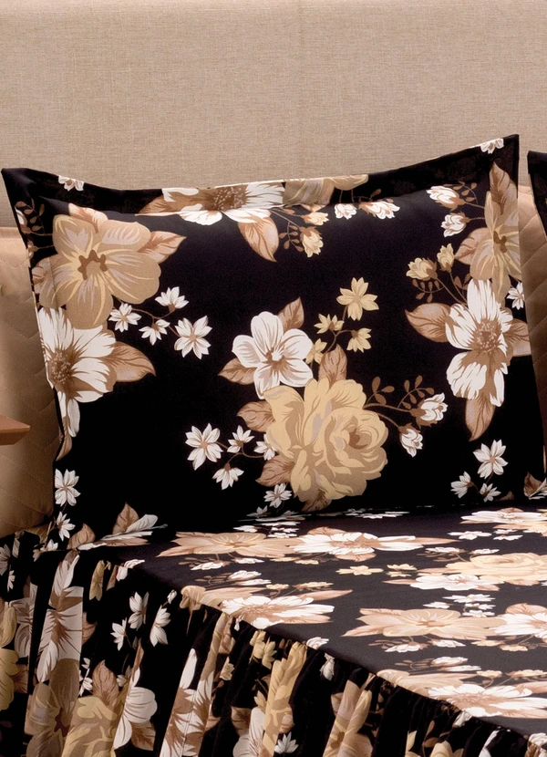 Lar e Lazer - Jogo de Colcha Floral Preto Casal 3 Peças 2