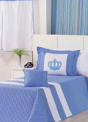 Lar e Lazer - Jogo de Colcha Rei Azul Solteiro 3 Peças - LAR E LAZER