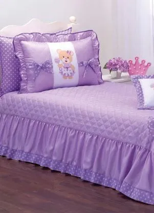 Lar e Lazer - Jogo de Colcha Ursinha Lilás Solteiro 3 Peças - LAR E LAZER