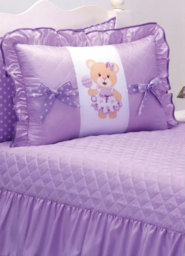 Lar e Lazer - Jogo de Colcha Ursinha Lilás Solteiro 3 Peças 3