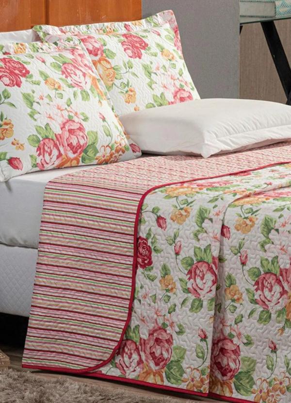 Lar e Lazer - Jogo de Cobre Leito Floral Queen 3 Peças 4