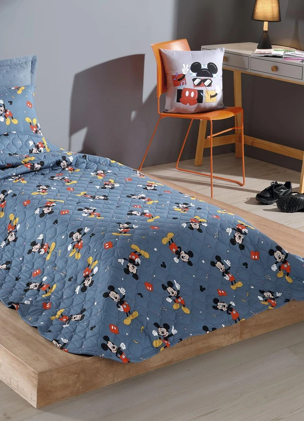 Hedrons - Colcha Solteiro Disney Mickey Dance Azul 2
